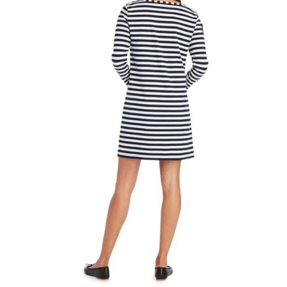 NWT Vineyard Vines Long-Sleeve Stripe Knit Dress Deep Bay S - Picture 2 of 9